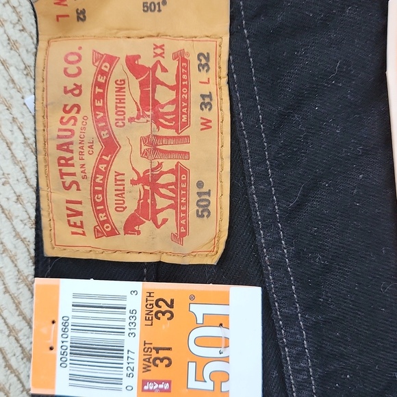 Levi's Men's Black 501 Straight Jeans, Button Fly, 31x32, NWT - Picture 2 of 6
